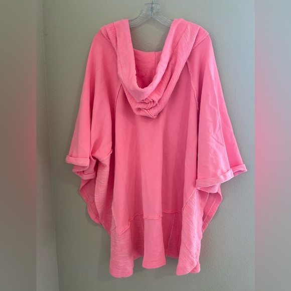 Free People We The Free So Fresh Pink Boho Frayed Shirt Kimono Hoodie M/L - Picture 7 of 16